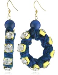 Helene Jewelry Super Soft Knitted Wrap with Rhinestones Blue Hoop Earrings