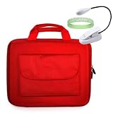 Amazon Kindle DX Hard Shell SLEEVE CASE Cover Pouch Carrying Bag with Extra Accessories Pocket-- RED + White Double Bright Amazon Kindle 2 LED Book Light + Vangoddy tm, Live*Laugh*Love wrist band!!!