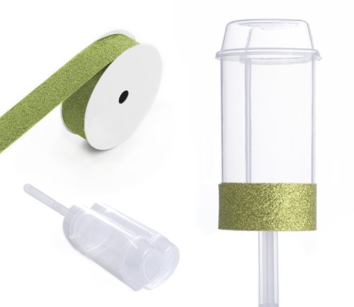 Dress My Cupcake DMC91925 Heart Shaped Clear Push Pops 100-Pack Plastic Containers with Lid DIY Kit, Kiwi Green Glitter