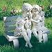 Children and Puppy Sitting on Bench Eating Ice Cream Garden Statue