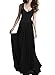 Voinnia® Women's Casual Deep V Neck Sleeveless Vintage Maxi Dress