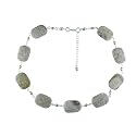 Sterling Silver Genuine Fossil Stone Necklace