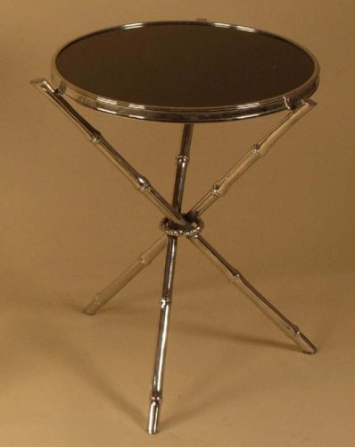 Bamboo Nickel and Marble End Table
