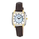 AK Anne Klein Women's 109165MPTI Square Two-Tone Easy to Read Brown Leather Strap Watch