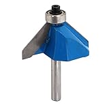uxcell 面取りルータビット　木工　45度　エンド　ベアリング　ブルー　6.35×22.2mm