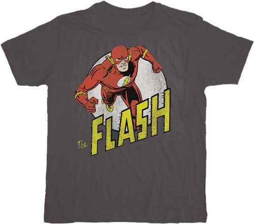  DC Comics RUN FLASH RUN Superhero Adult Charcoal T-shirt Tee Shirt