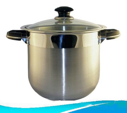 12 Qt. Stainless Steel Stock Pot W/Tempered Glass Lid.