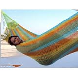 RADA NYLON BED MAYAN HAMMOCK, SIZE#14-matrimonial,NARROW RAINBOW MULTI-COLOR