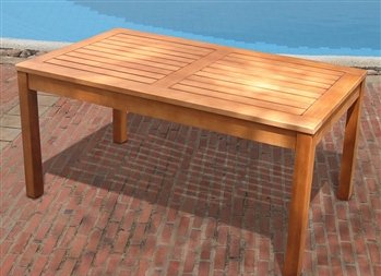 VIFAH V493 Outdoor Wood Conversation Table, Natural Wood Finish, 39 by 19 by 21-Inch