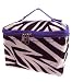 Cute! Cosmetic Makeup Bag Case Zebra Print Purple Trim Small