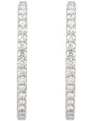 14K White Gold Diamond Hoop Earrings - 3.00 Ct. -- LIFETIME WARRANTY