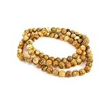 Picture Jasper Gemstone Stretch Triple Bracelet with 6mm Beads