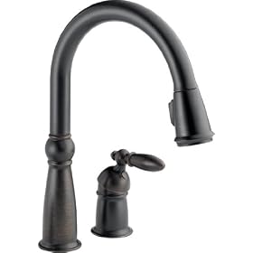 Delta 955-RB-DST Victorian Single Handle Pull-Down Kitchen Faucet, Venetian Bronze