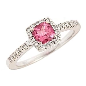 0.67cttw Pink Tourmaline Diamond Engagement Ring 14K White Gold by