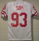 Ndamukong Suh Autographed Nebraska Cornhuskers White Jersey w/"Blackshirts - Autographed College Jerseys