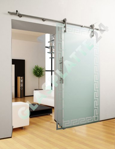  Glasschiebetür Schiebetür Glastür - Randmusterdesign - 1050x2050mm - Komplettset