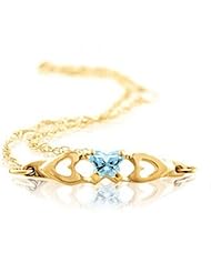 Butterfly Design Blue Green Cubic Zirconia Bracelet in 14kt Yellow Gold - Neat