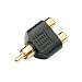 2x RCA Phono Female 1x Male Gold Audio Splitter Adaptor