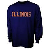Illinois Fighting Illini Navy Blue Block Name Long Sleeve T-shirt