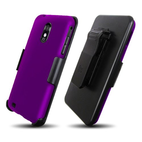 3-in-1 Screen Protector Cover Case Combo Holster w/ Kickstand for Samsung Epic Touch 4G (SPH-D710) - Purple-Beyond