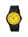 Casio Mens Watch MQ-24CC-9B2EF with Yellow Analogue Dial and Black Resin Strap