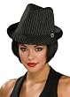 Adult Black Pinstripe Fedora Hat - Black/White