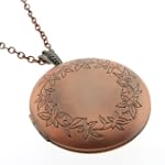 1.75" Bronze Round Shape Engraved and Inscribed Locket Pendant With 28" Chain