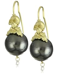 Vibes "Edgy" 18 Karat Gold Tahiti Pearl and Diamond Drop Earrings