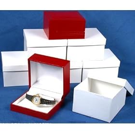 6 Red Leather Bangle Bracelet Watch Boxes Gift Displays
