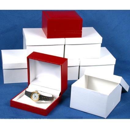6 Red Leather Bangle Bracelet Watch Boxes Gift Displays