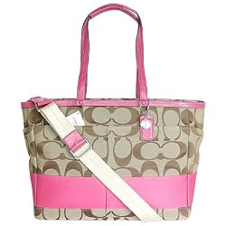 Coach Hamptons Stipre Baby Diaper Multifunction Bag Tote Pink