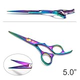 Harutake Professional Titanium Hair Cutting Scissors Shears Barber Thinning 5.0 5.5 Hidden Tension Screw Ergonomic Bent Down Thumb Ring