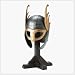 Viking Theme Battle Helmet Warrior Gold Metal Wood Base