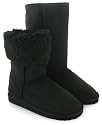 Womens/Ladies Black Warm Lined Faux Fur Calf Length Fashion Boots. - Black - UK 3-9