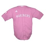 MLB Girls' Seattle Mariners Screen Print Baseball Jersey, Pink, Medium