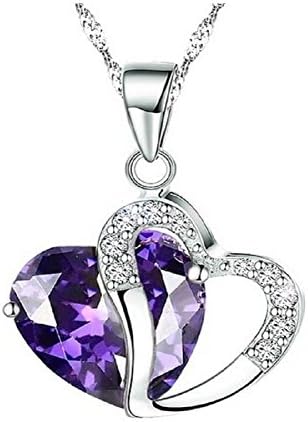 LiangXuanChen Women's Stylish Artificial Gem Love Heart Shape Pendant Chain Necklace