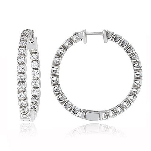 Childrens Toyshop  Jewelry : Ladies 1.50CT Diamond Hoop Earrings