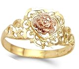 Heart Flower Ring 14k Rose Yellow Gold Band, Size 8 Heart Flower Ring 14k Rose Yellow Gold Band, Size 8