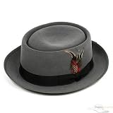 Porkpie Rabbit Fur Felt Hat-Grey