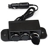 DURAELECT Heavy Duty Three-way 3 Triple 12 Volt Socket Car Cig Cigarette Lighter Plug Power Adapter