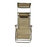 Bliss Hammocks Extra Wide Gravity Free Recliner With Canopy Shade - Tan