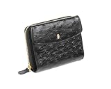 Portemonnaie en cuir femme Noir cuir d`autruche-look, Anthoni Crown