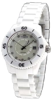 Oniss #ON8205-L7 Women's Diamond Marker White Ceramic Watch