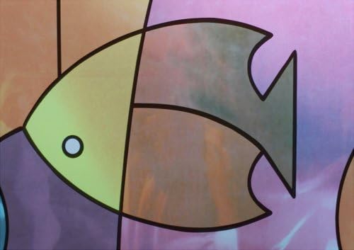 Hosho Fish Stained Glass Decorative Frosted Privacy Window Film 3 FT x 5 FT