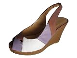 Andres Machado Women's PURPLE WHITE Patches Platform Sandals Petite Size Shoes