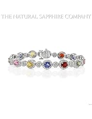 18KW Bracelet with 6.93ctw multi-colored sapphires and 1.70ctw round diamonds, 7"
