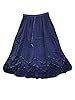 Boho Gypsy Skirt Royal Blue Embroidered Stonewashed Lace Flared Maxi Skirts