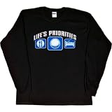 MENS LONG-SLEEVE T-SHIRT : BLACK - SMALL - Life's Priorities - Eat Sleep Golfing - Golf