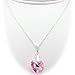 Pink Swarovski Elements Crystal Heart Pendant Sterling Silver Cable Chain Necklace