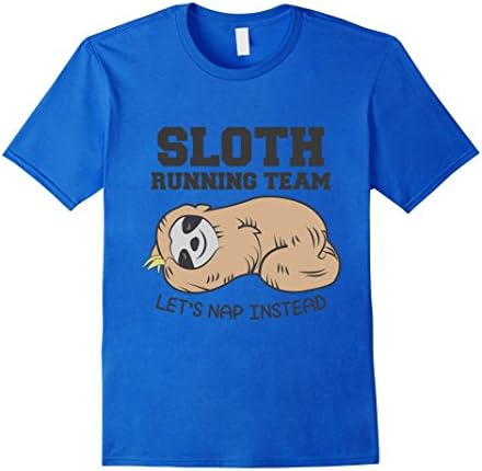 Men's Sloth Running Team Funny cute animal Tee Shirt Small Royal Blue